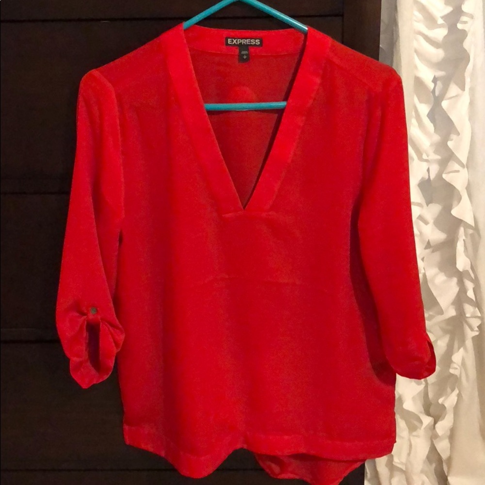 Express Red VNeck Top Small